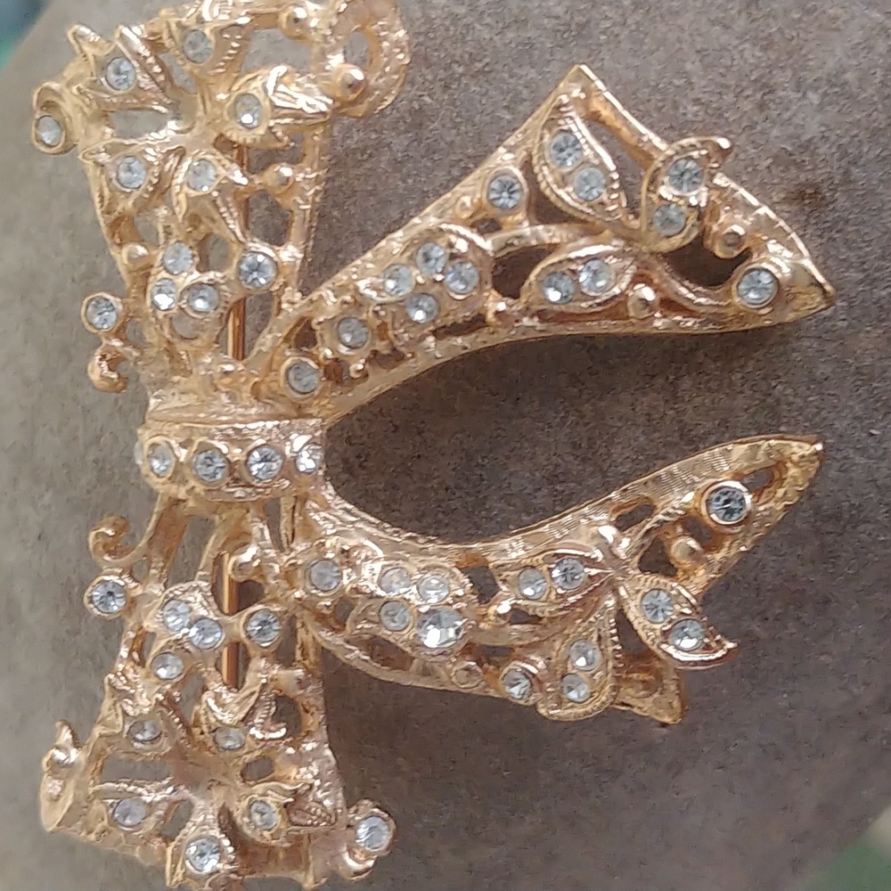 Vintage Crystal Bow Tie Brooch